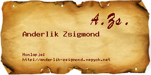 Anderlik Zsigmond névjegykártya